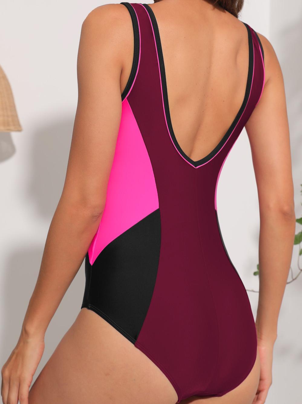Halcurt Wide Straps Athletic One-piece Swimsuit