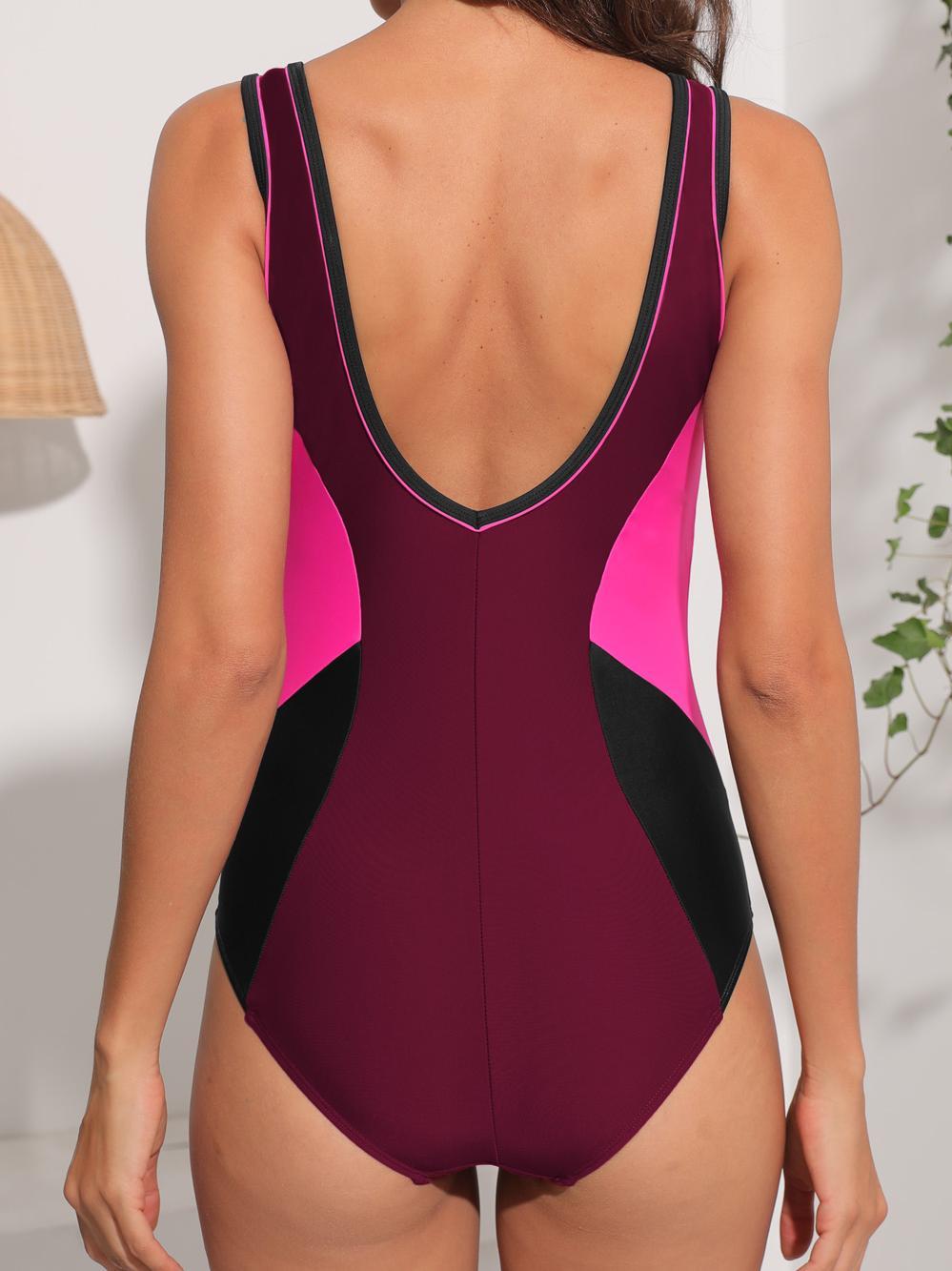 Halcurt Wide Straps Athletic One-piece Swimsuit