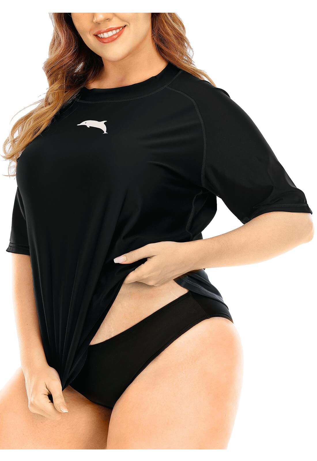 Halcurt Plus Size Short Sleeve Swim Shirt