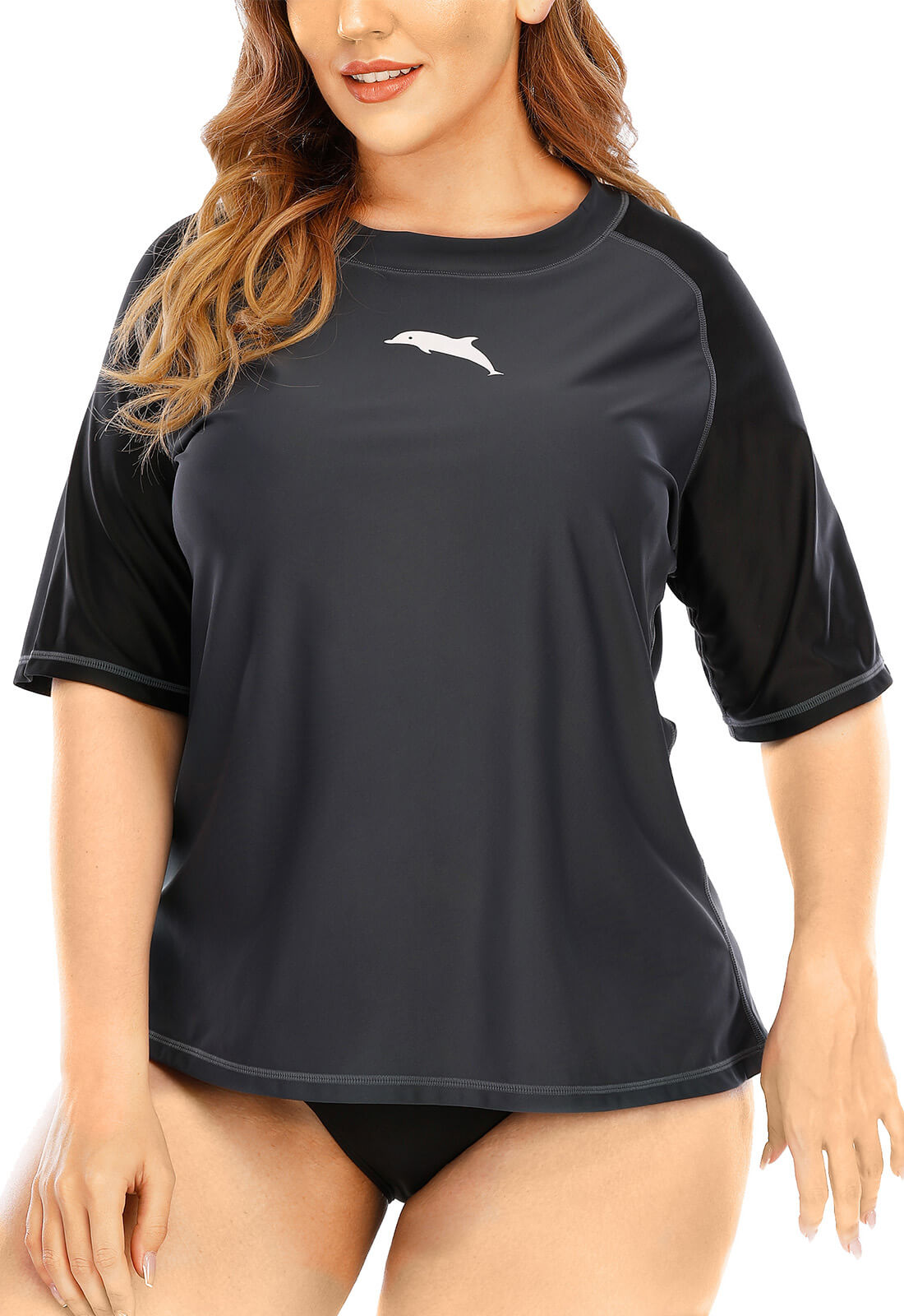 Halcurt Plus Size Short Sleeve Swim Shirt