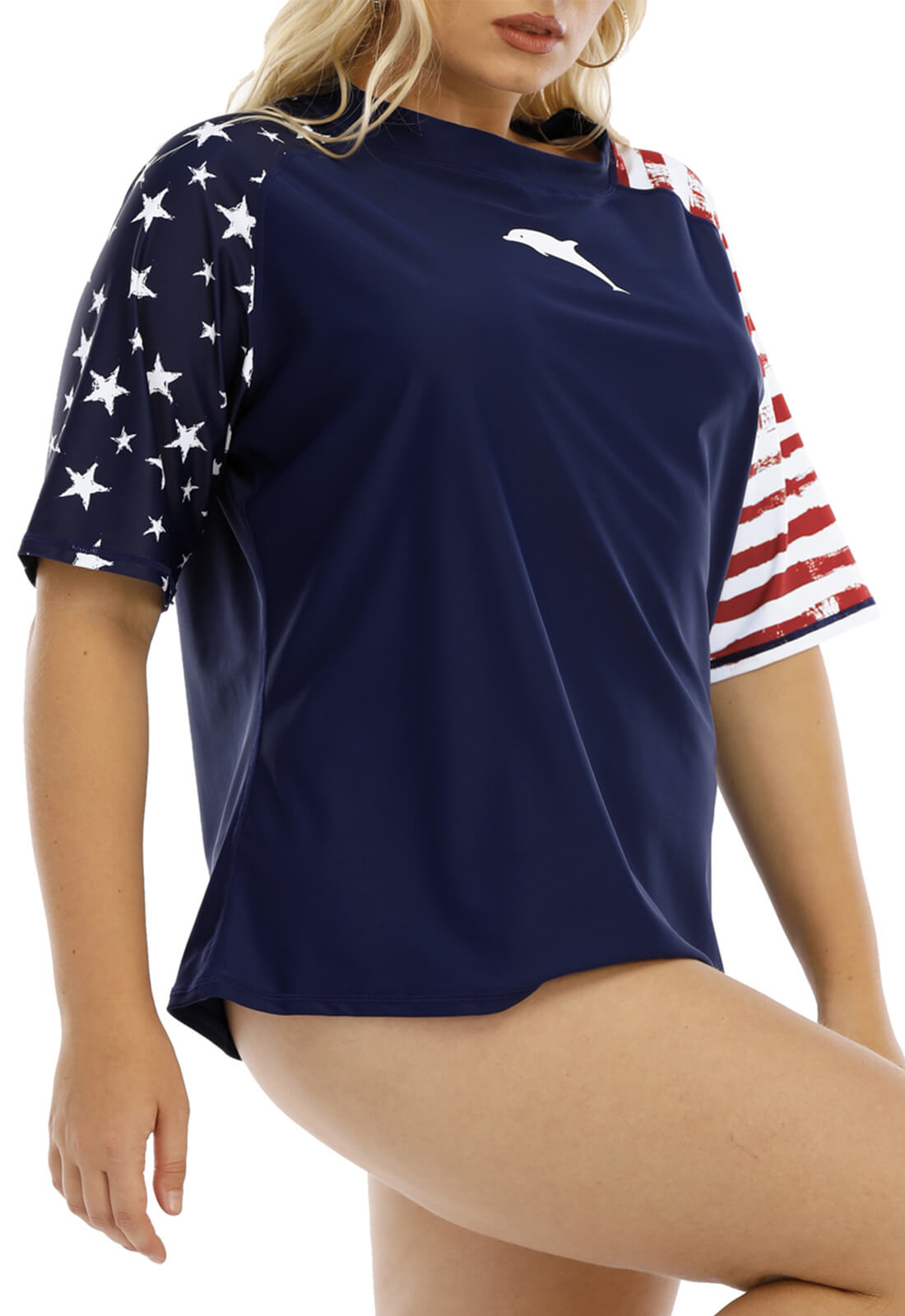 Halcurt Plus Size Short Sleeve Swim Shirt