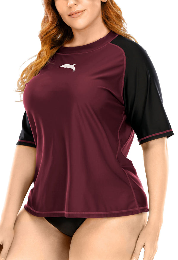 Halcurt Plus Size Short Sleeve Swim Shirt