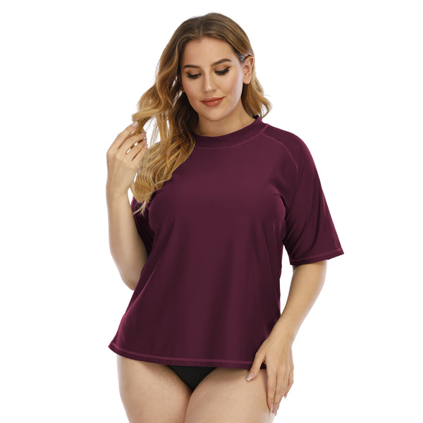 Halcurt Plus Size UPF 50+ Zipper Rashguard Top