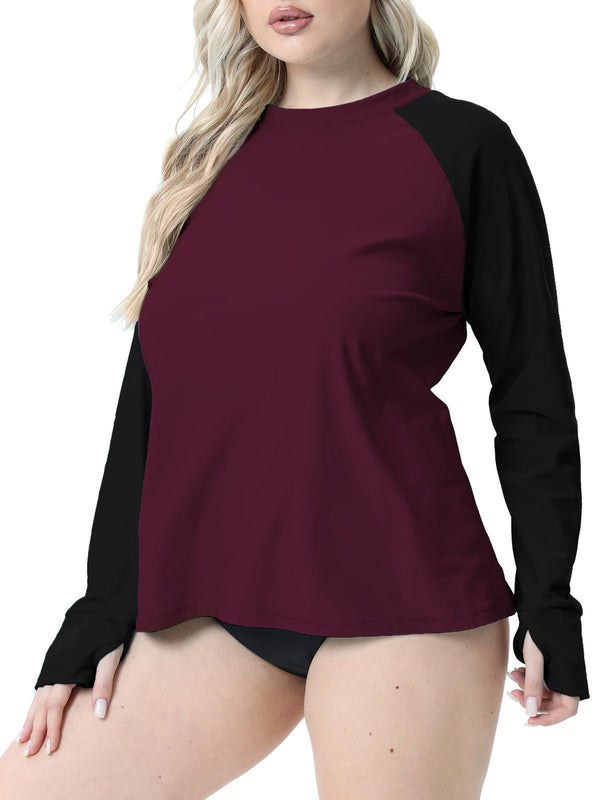 Halcurt Color Block Women's Plus Size Rash Guard