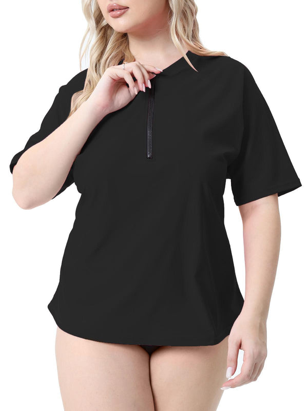 Halcurt Zipper Women's Plus Size Rash Guard