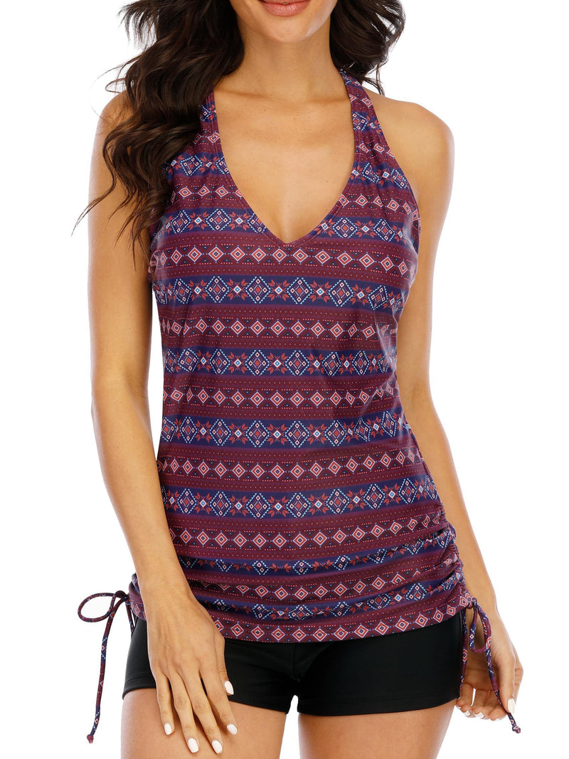 Halcurt Geometric Pattern Women's Tankini Set