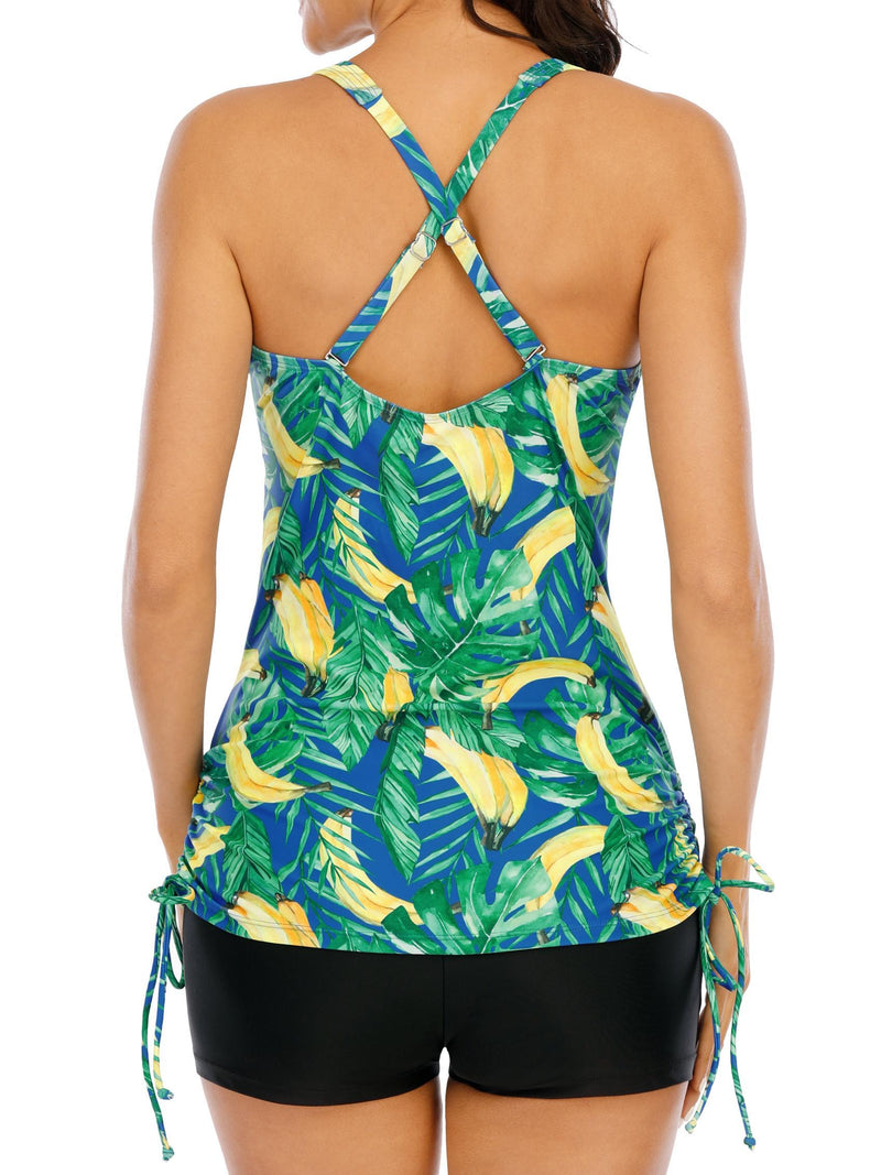 Halcurt Banana Print Women's Tankini Set