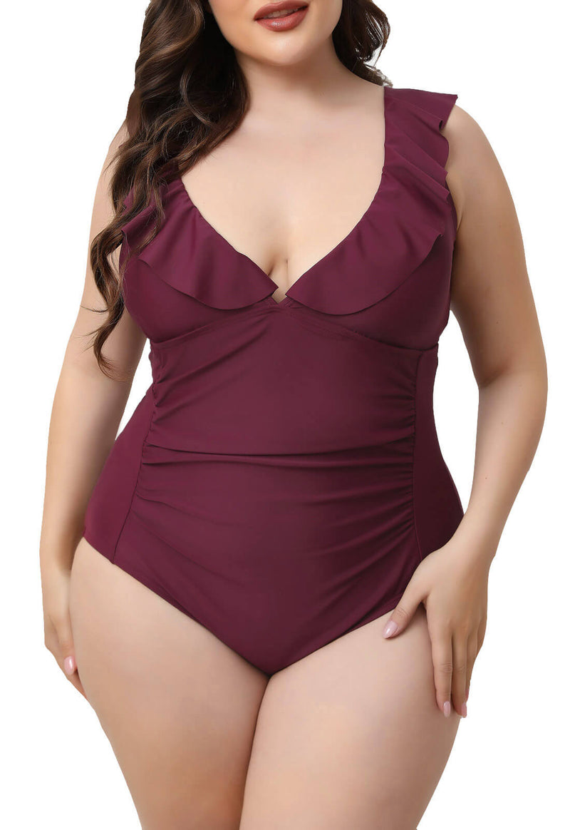 Halcurt Ruffled Plus Size One Piece Swimsuits