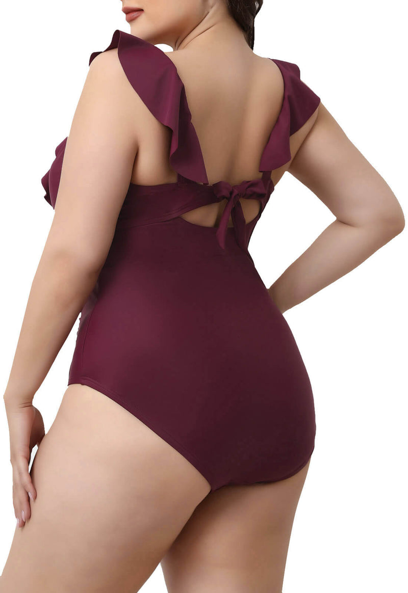 Halcurt Ruffled Plus Size One Piece Swimsuits