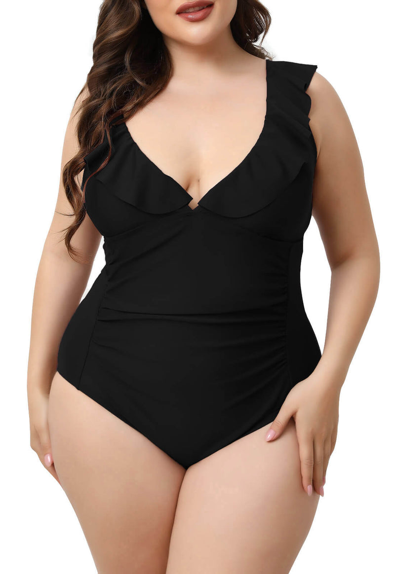 Halcurt Ruffled Plus Size One Piece Swimsuits