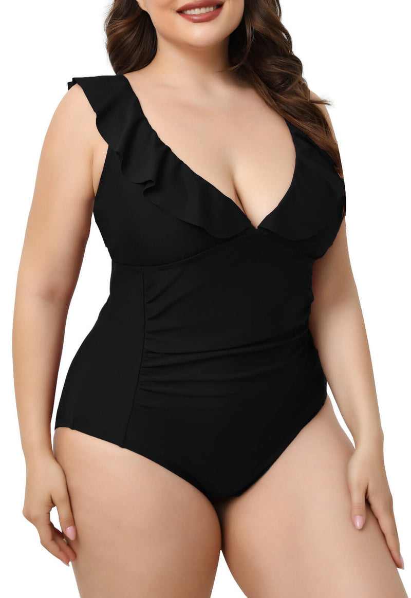 Halcurt Ruffled Plus Size One Piece Swimsuits