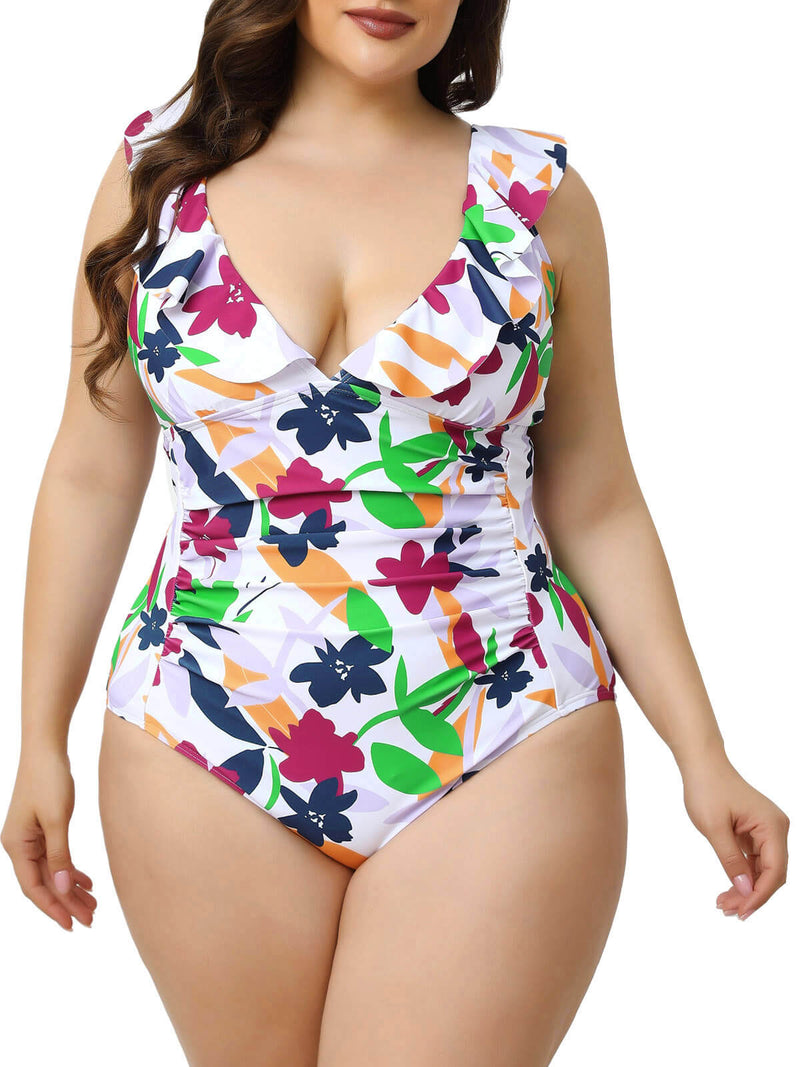 Halcurt Ruffled Plus Size One Piece Swimsuits