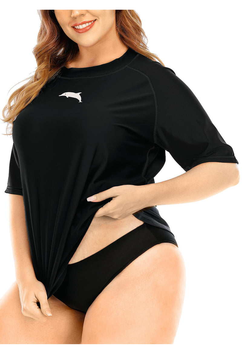 Halcurt Womens Swim Shirt Short Sleeve Shelf Bra Sun Protection