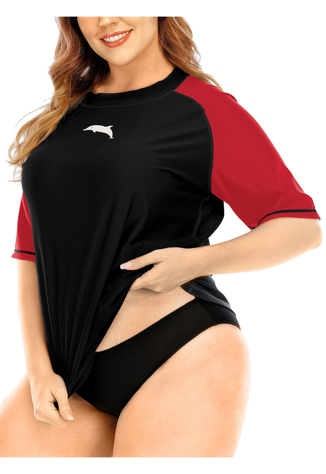 Halcurt Plus Size Short Sleeve Swim Shirt