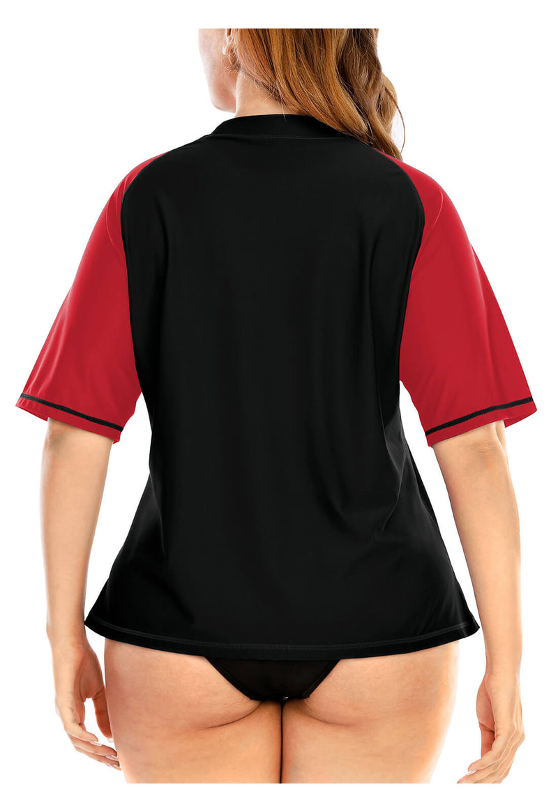 Halcurt Swim Shirt Plus Size Women Rash Guard Short Sleeve SPF 50