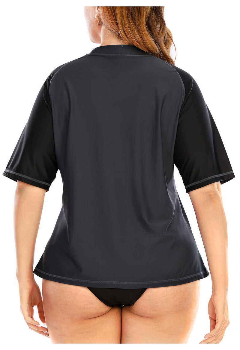 Halcurt Plus Size Short Sleeve Swim Shirt