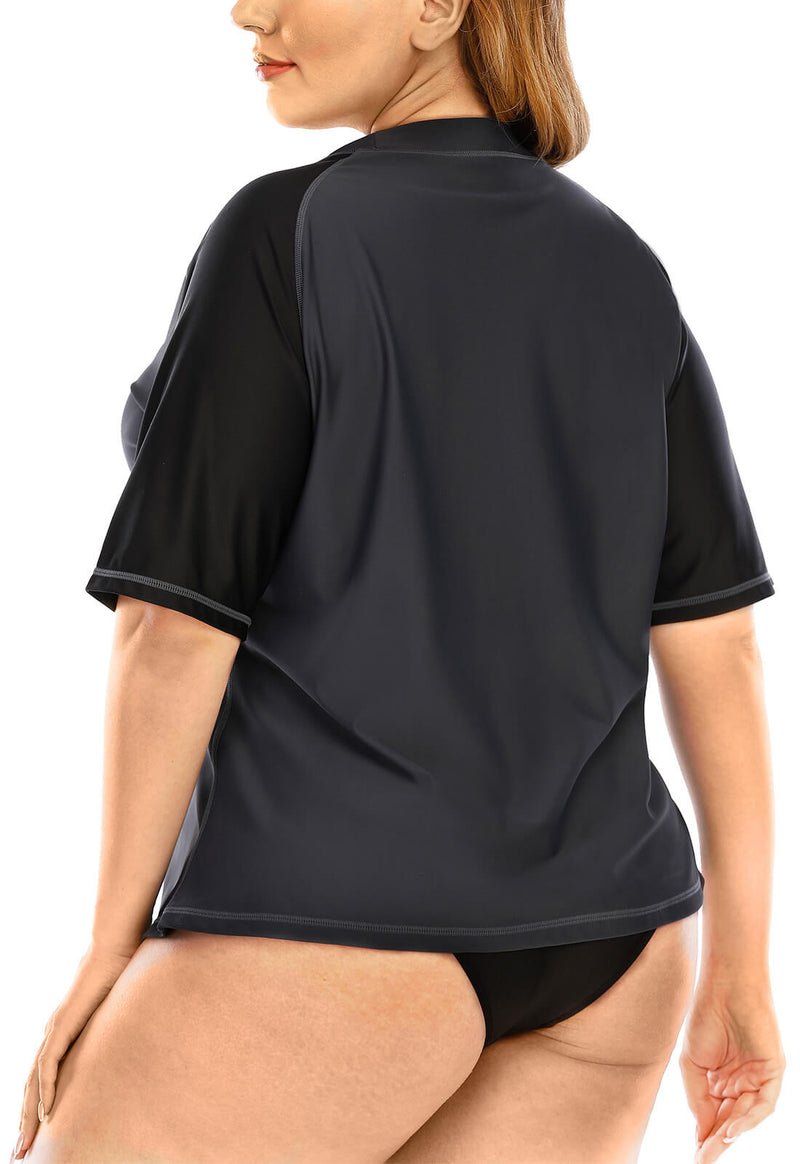 slank Nogen elasticitet Halcurt Plus Size Short Sleeve Swim Shirt