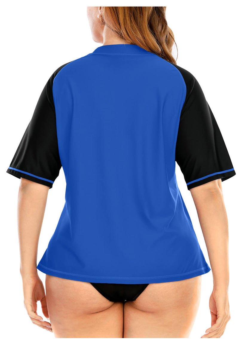 Halcurt Womens Swim Shirt Short Sleeve Shelf Bra Sun Protection